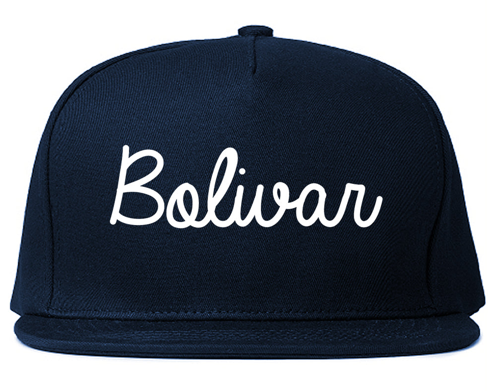 Bolivar Missouri MO Script Mens Snapback Hat Navy Blue