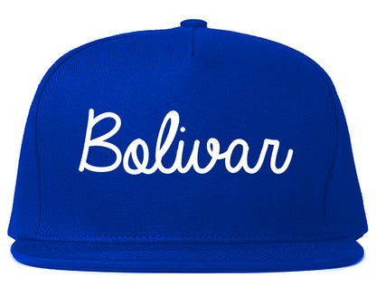 Bolivar Tennessee TN Script Mens Snapback Hat Royal Blue