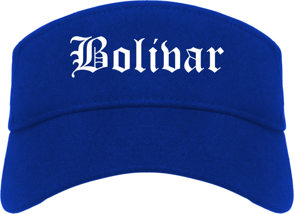 Bolivar Tennessee TN Old English Mens Visor Cap Hat Royal Blue