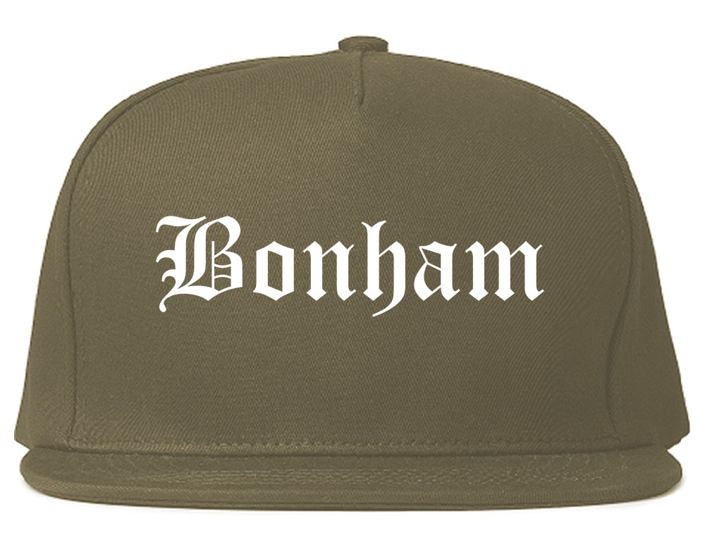 Bonham Texas TX Old English Mens Snapback Hat Grey