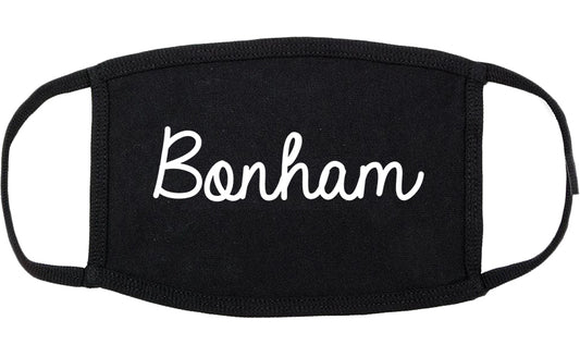 Bonham Texas TX Script Cotton Face Mask Black