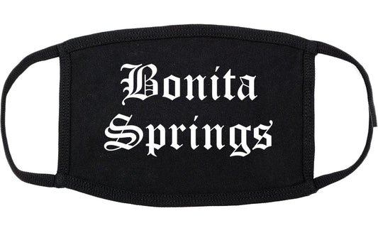 Bonita Springs Florida FL Old English Cotton Face Mask Black