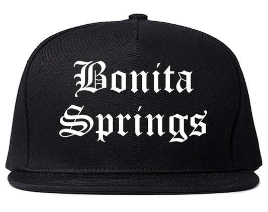 Bonita Springs Florida FL Old English Mens Snapback Hat Black