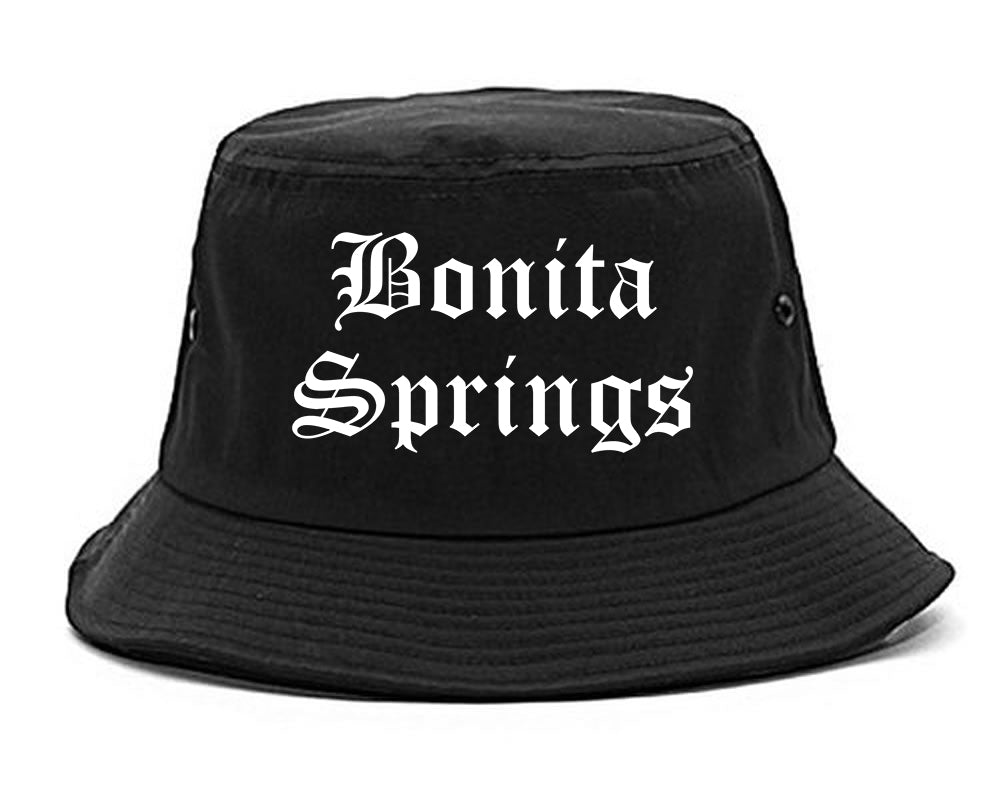 Bonita Springs Florida FL Old English Mens Bucket Hat Black