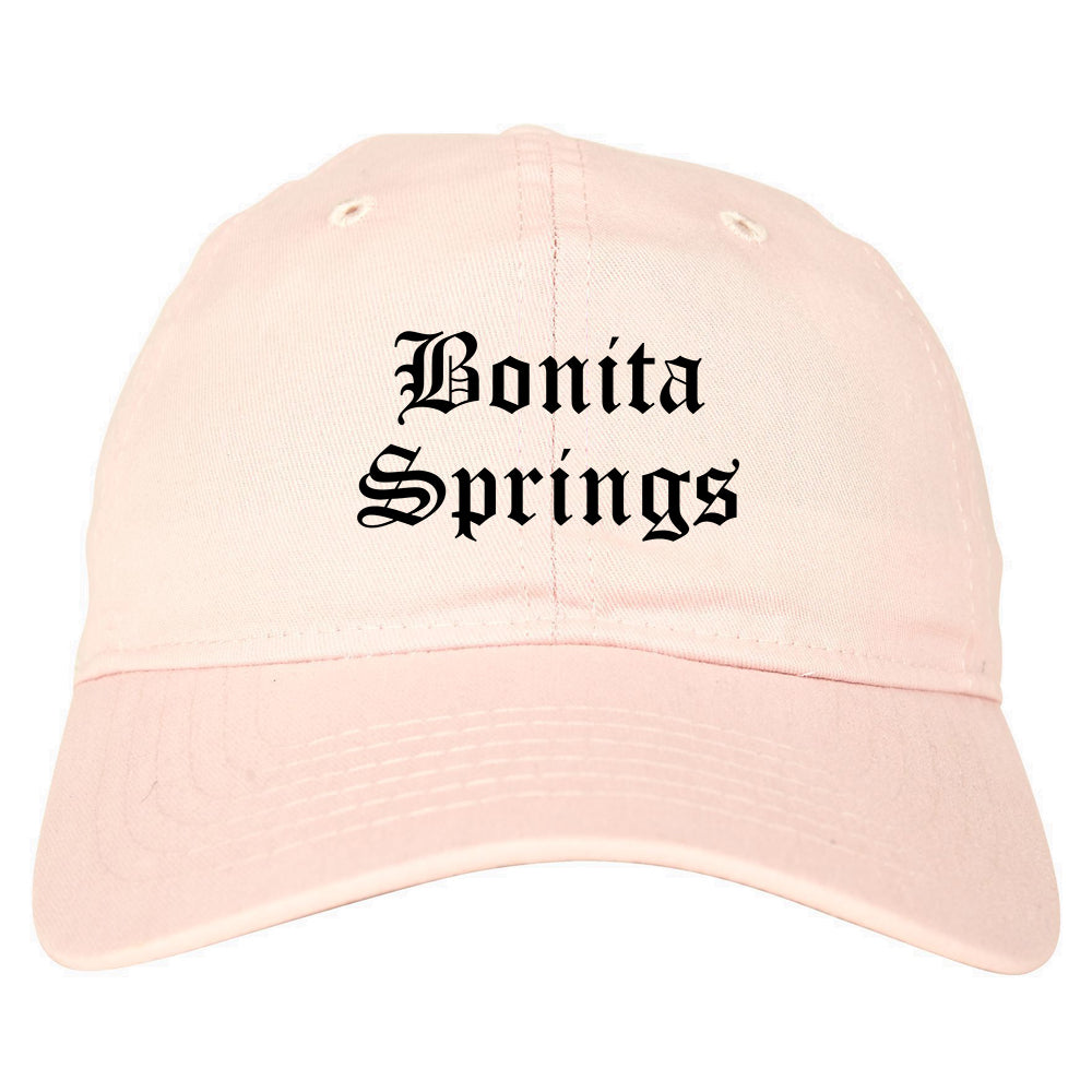 Bonita Springs Florida FL Old English Mens Dad Hat Baseball Cap Pink