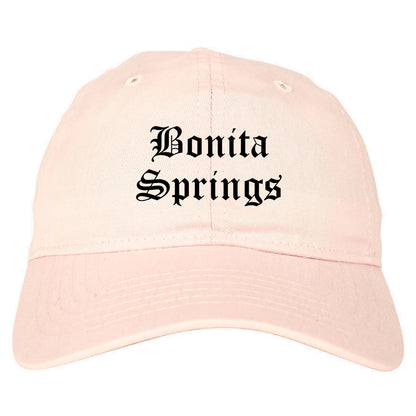 Bonita Springs Florida FL Old English Mens Dad Hat Baseball Cap Pink