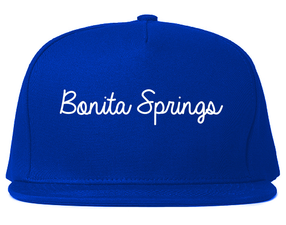 Bonita Springs Florida FL Script Mens Snapback Hat Royal Blue