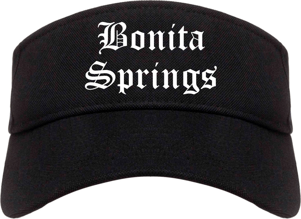 Bonita Springs Florida FL Old English Mens Visor Cap Hat Black