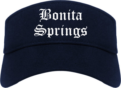 Bonita Springs Florida FL Old English Mens Visor Cap Hat Navy Blue