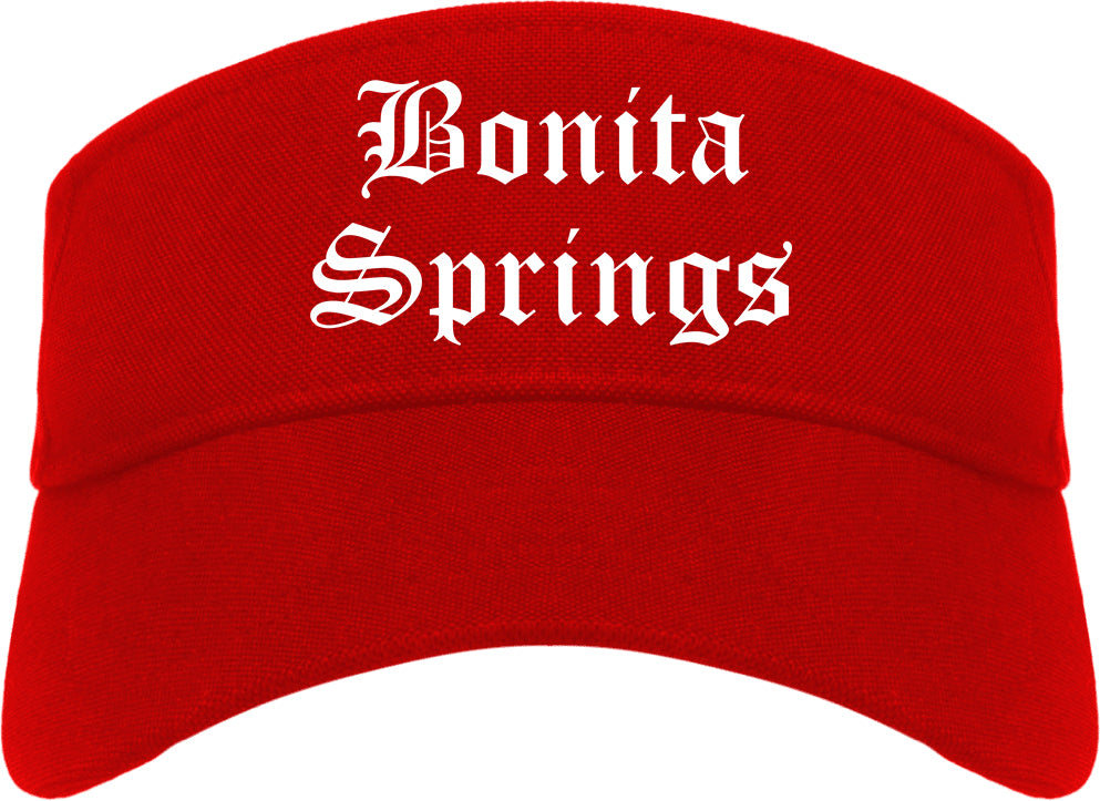 Bonita Springs Florida FL Old English Mens Visor Cap Hat Red