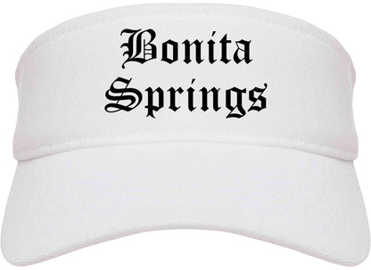 Bonita Springs Florida FL Old English Mens Visor Cap Hat White