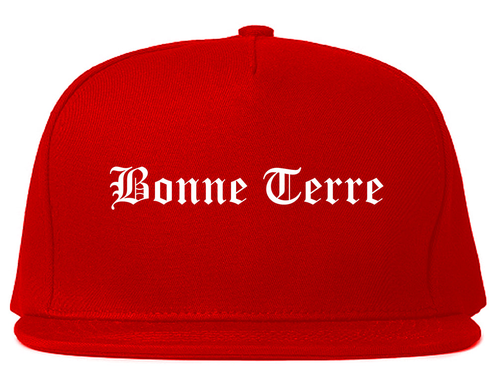 Bonne Terre Missouri MO Old English Mens Snapback Hat Red
