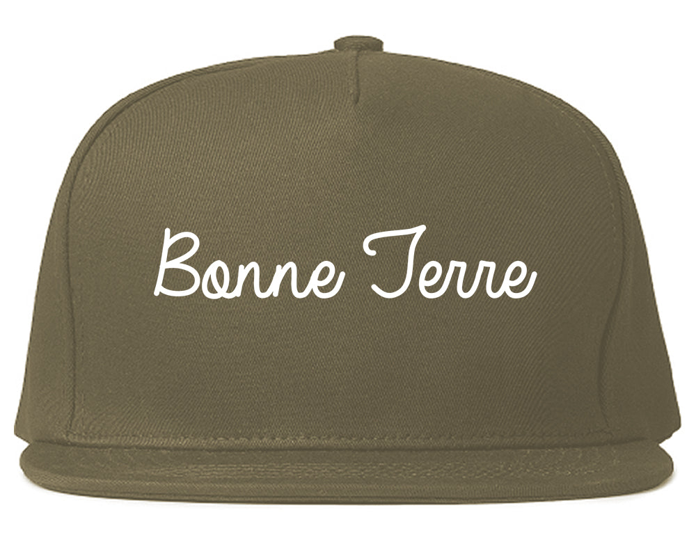 Bonne Terre Missouri MO Script Mens Snapback Hat Grey