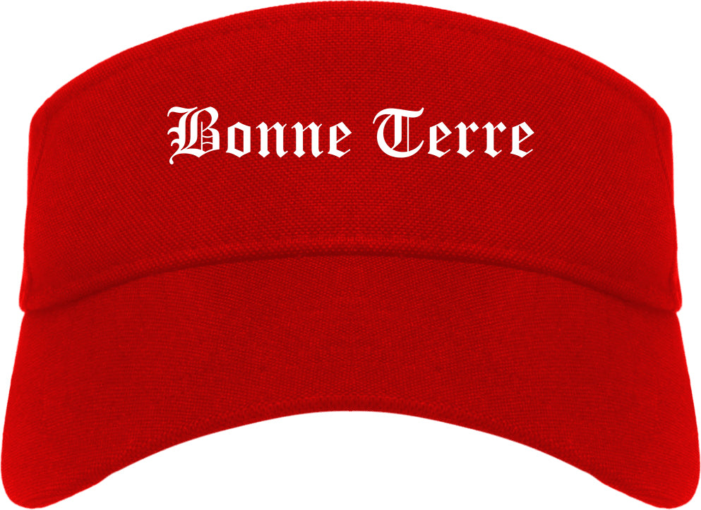Bonne Terre Missouri MO Old English Mens Visor Cap Hat Red