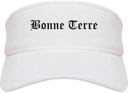 Bonne Terre Missouri MO Old English Mens Visor Cap Hat White