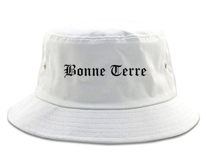 Bonne Terre Missouri MO Old English Mens Bucket Hat White