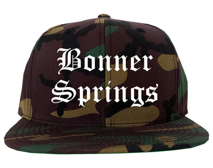 Bonner Springs Kansas KS Old English Mens Snapback Hat Army Camo