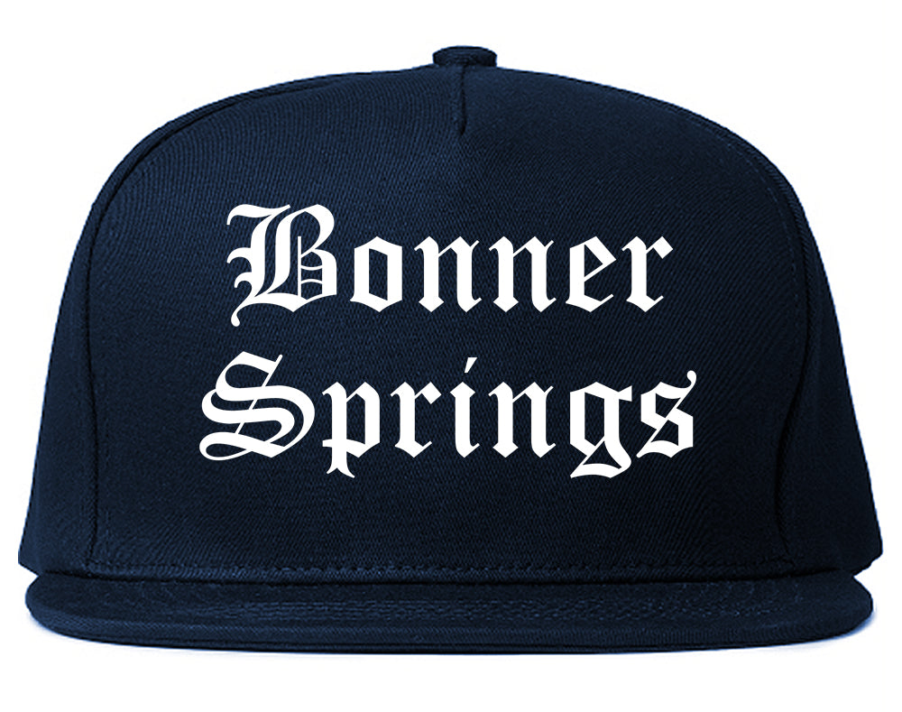 Bonner Springs Kansas KS Old English Mens Snapback Hat Navy Blue
