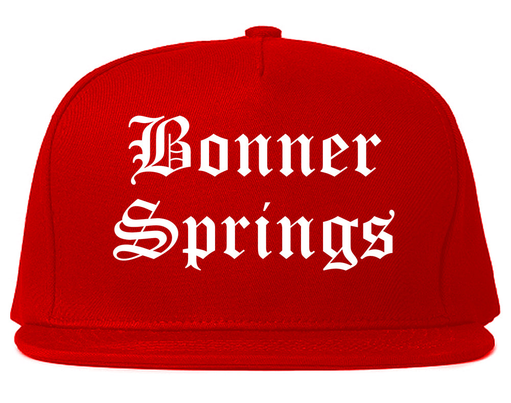 Bonner Springs Kansas KS Old English Mens Snapback Hat Red