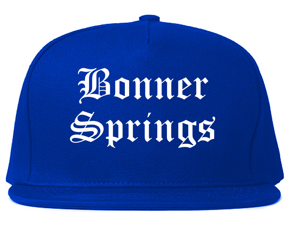 Bonner Springs Kansas KS Old English Mens Snapback Hat Royal Blue