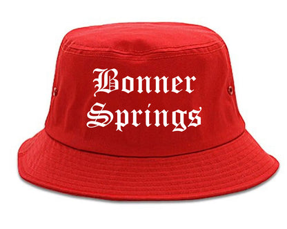 Bonner Springs Kansas KS Old English Mens Bucket Hat Red