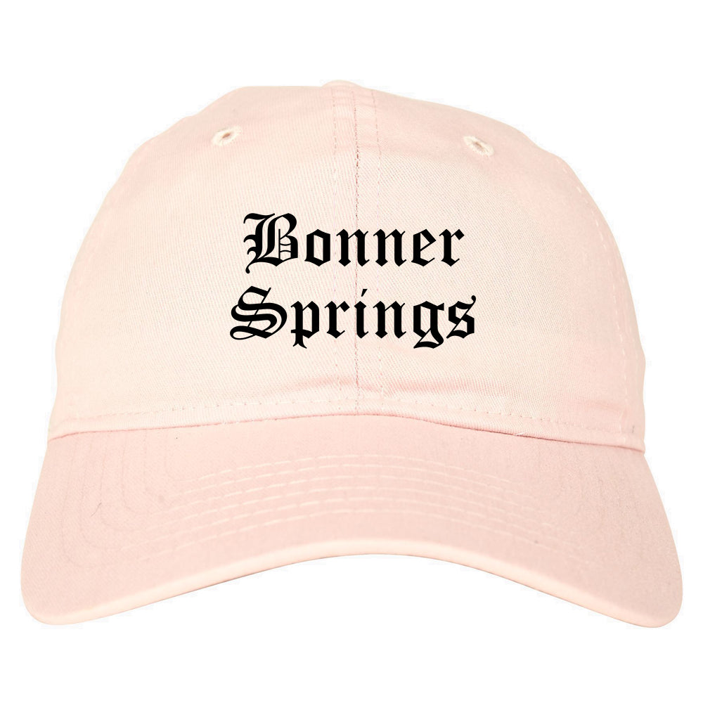 Bonner Springs Kansas KS Old English Mens Dad Hat Baseball Cap Pink