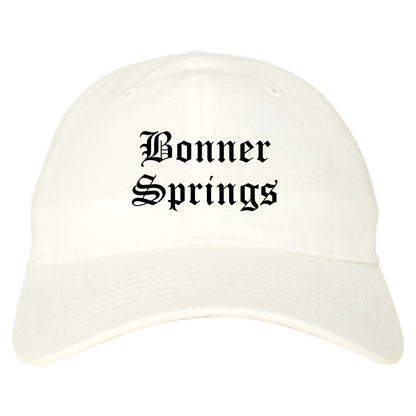 Bonner Springs Kansas KS Old English Mens Dad Hat Baseball Cap White