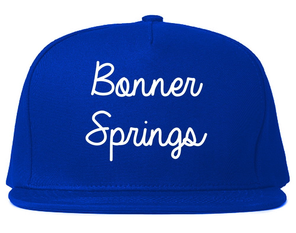 Bonner Springs Kansas KS Script Mens Snapback Hat Royal Blue