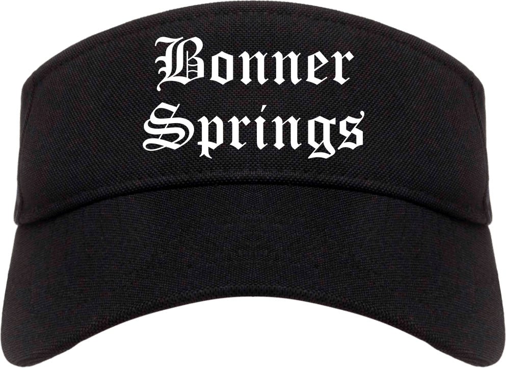 Bonner Springs Kansas KS Old English Mens Visor Cap Hat Black
