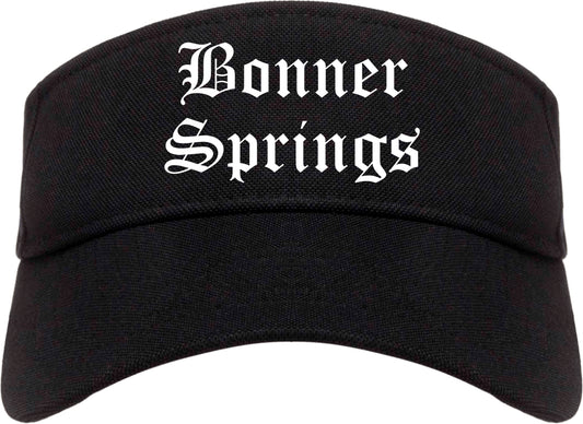 Bonner Springs Kansas KS Old English Mens Visor Cap Hat Black