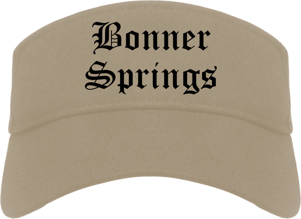 Bonner Springs Kansas KS Old English Mens Visor Cap Hat Khaki