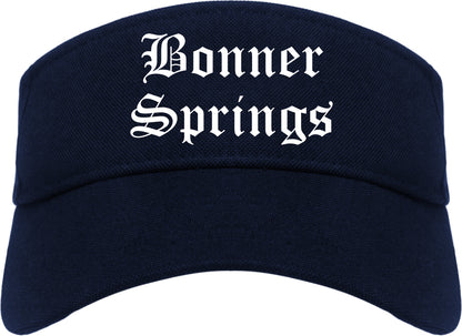 Bonner Springs Kansas KS Old English Mens Visor Cap Hat Navy Blue