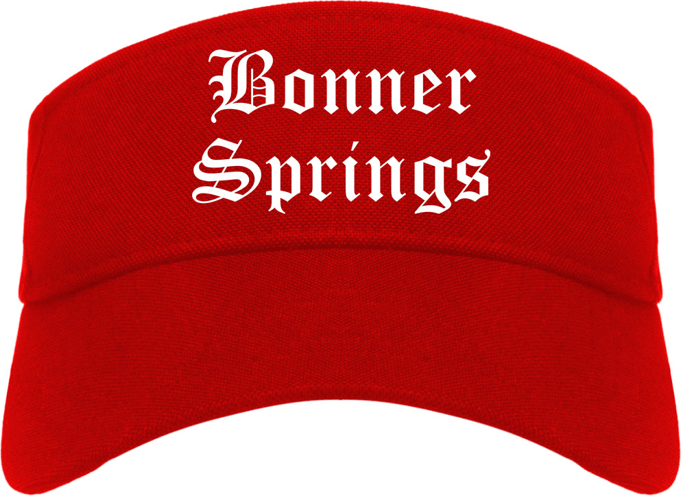 Bonner Springs Kansas KS Old English Mens Visor Cap Hat Red