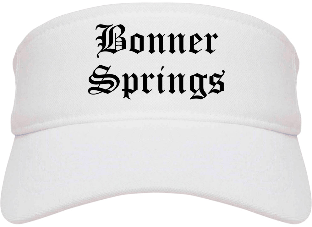 Bonner Springs Kansas KS Old English Mens Visor Cap Hat White