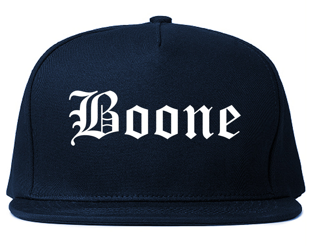 Boone Iowa IA Old English Mens Snapback Hat Navy Blue