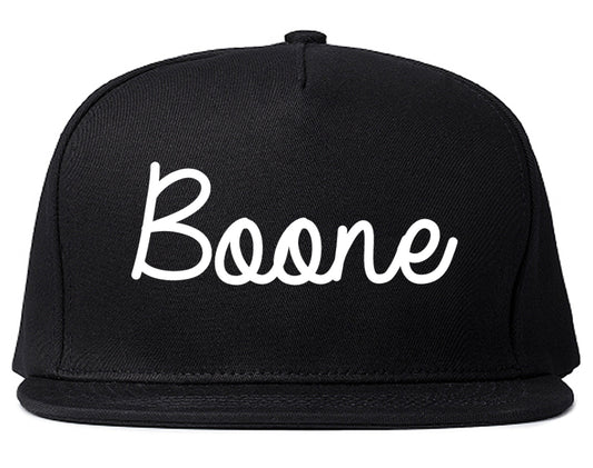 Boone Iowa IA Script Mens Snapback Hat Black