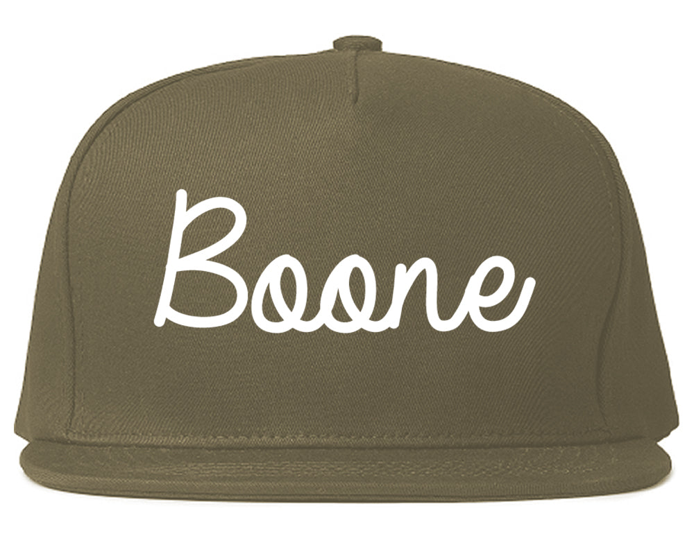 Boone Iowa IA Script Mens Snapback Hat Grey
