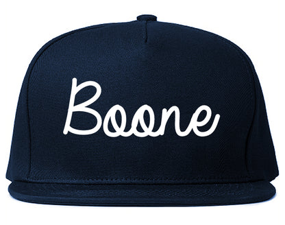 Boone Iowa IA Script Mens Snapback Hat Navy Blue