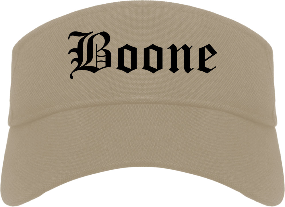 Boone Iowa IA Old English Mens Visor Cap Hat Khaki