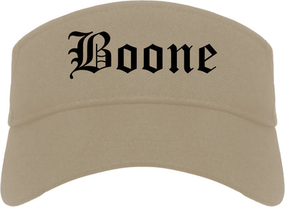 Boone Iowa IA Old English Mens Visor Cap Hat Khaki
