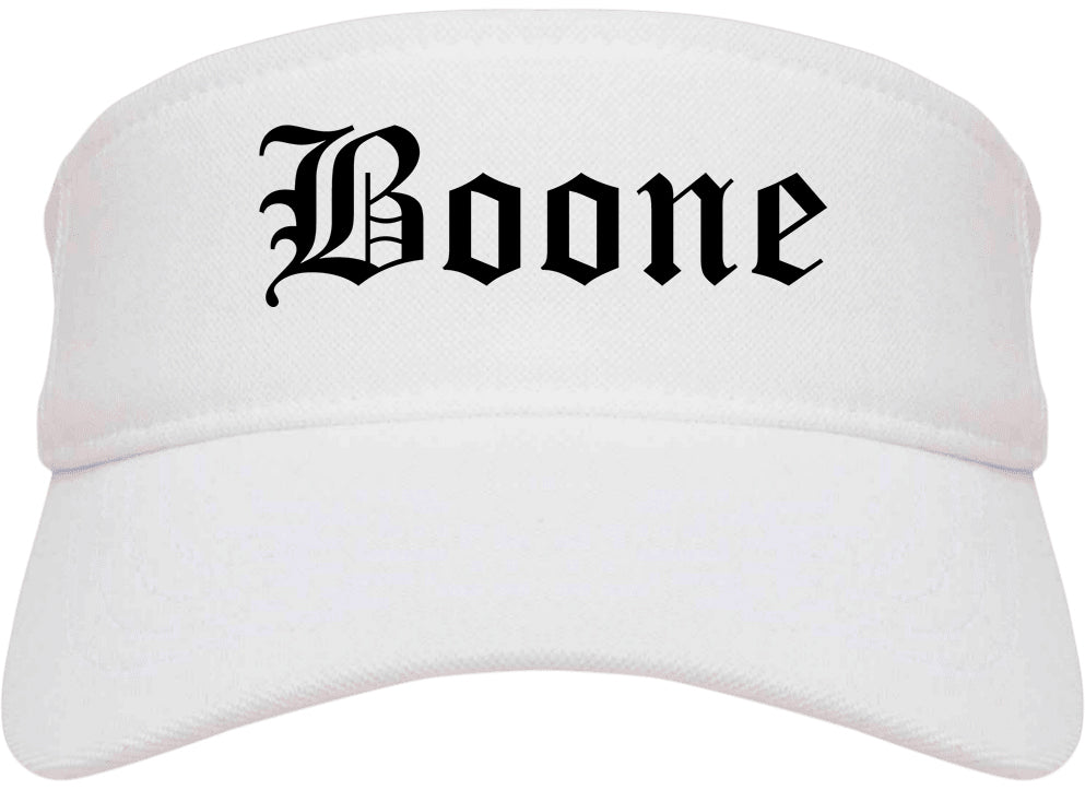 Boone Iowa IA Old English Mens Visor Cap Hat White