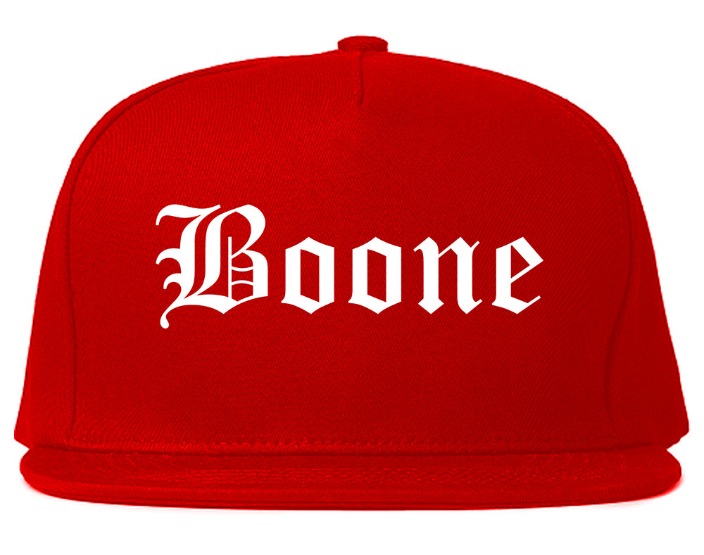 Boone North Carolina NC Old English Mens Snapback Hat Red