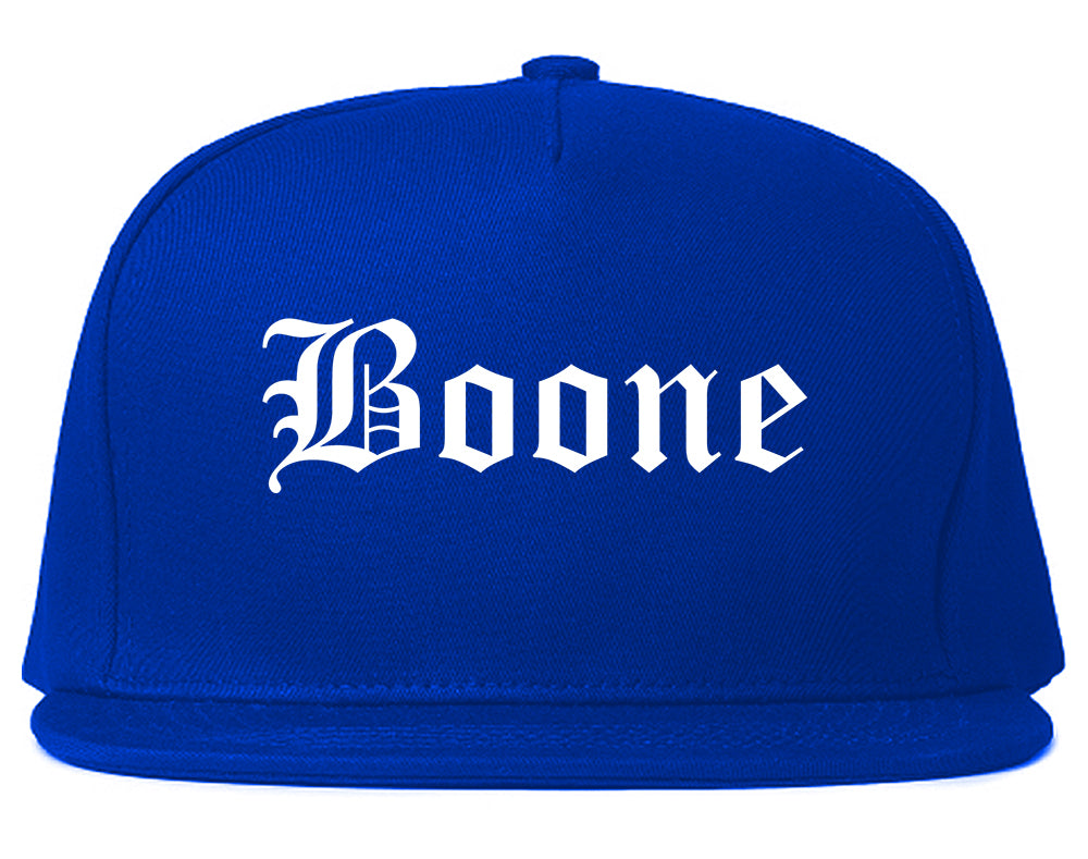 Boone North Carolina NC Old English Mens Snapback Hat Royal Blue