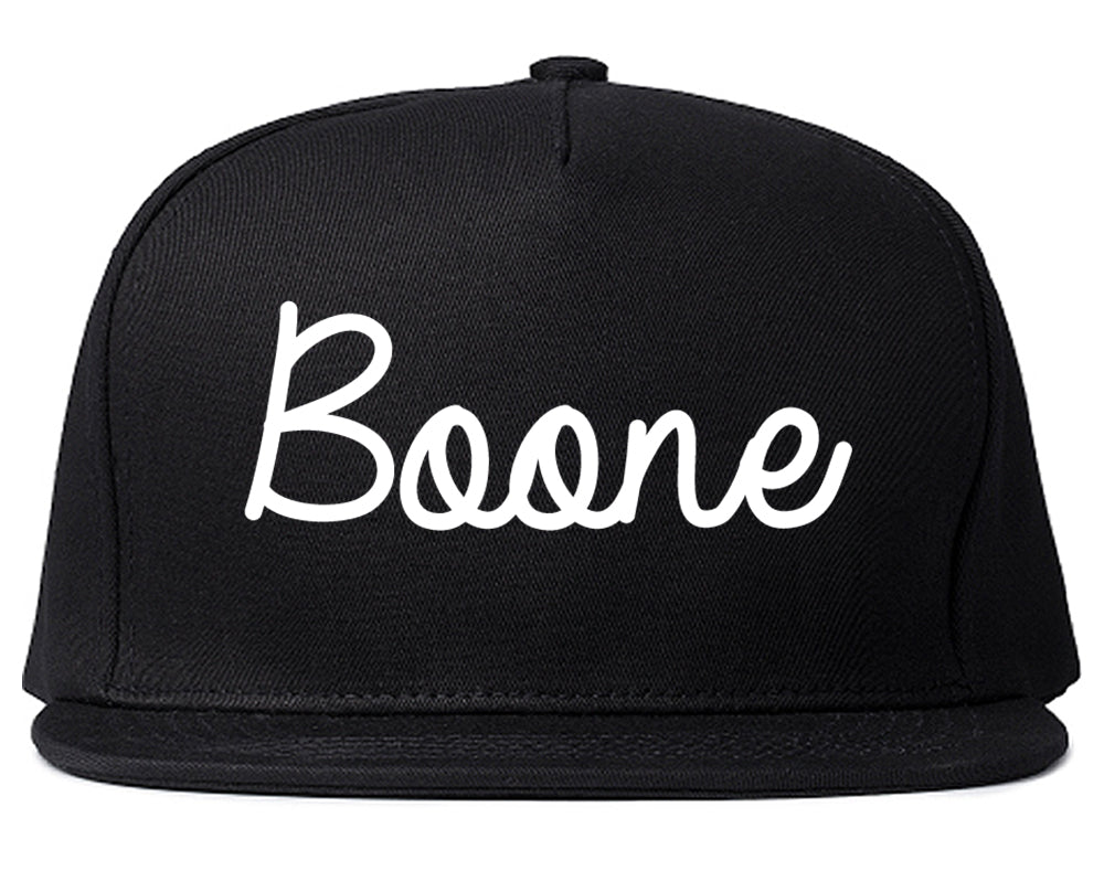Boone North Carolina NC Script Mens Snapback Hat Black