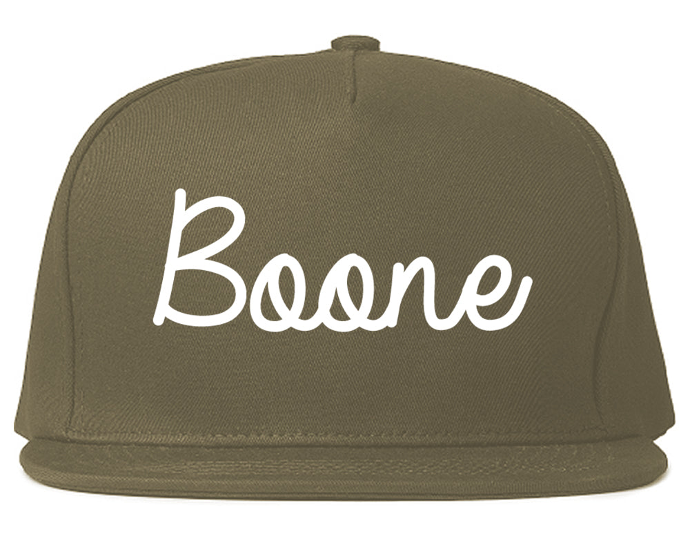 Boone North Carolina NC Script Mens Snapback Hat Grey