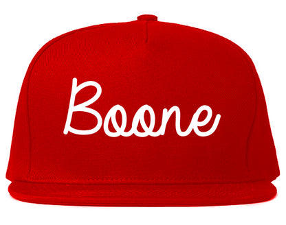 Boone North Carolina NC Script Mens Snapback Hat Red