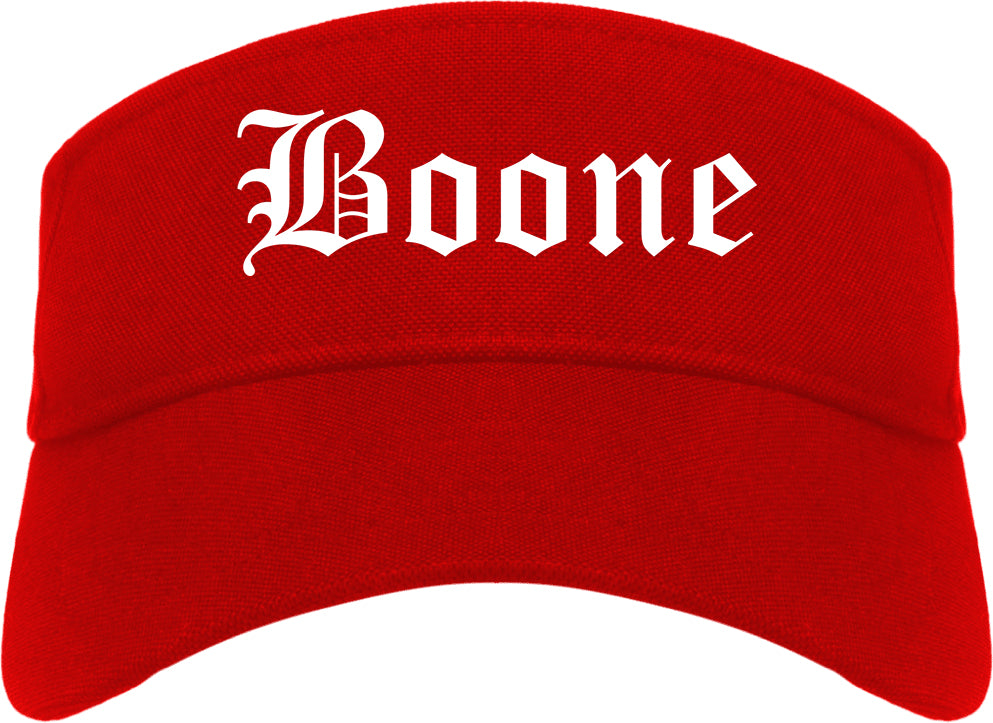 Boone North Carolina NC Old English Mens Visor Cap Hat Red