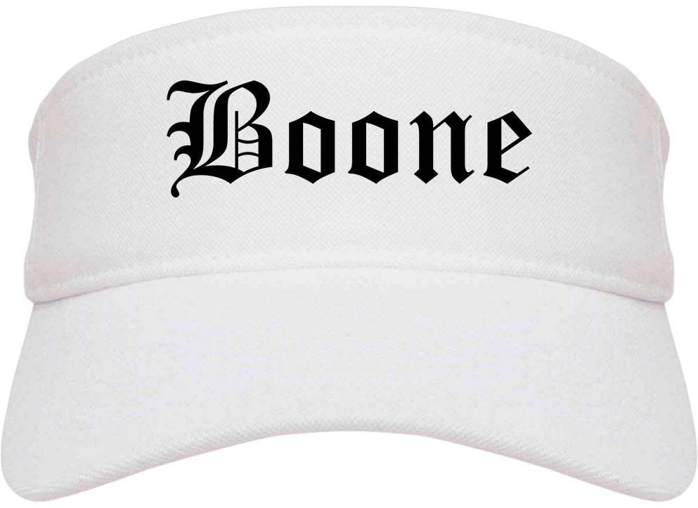 Boone North Carolina NC Old English Mens Visor Cap Hat White