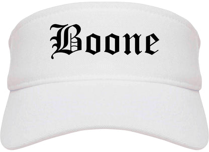 Boone North Carolina NC Old English Mens Visor Cap Hat White