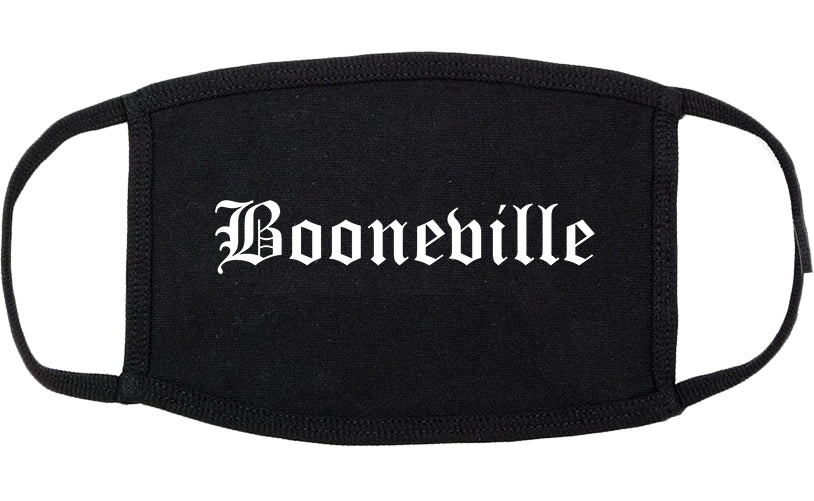 Booneville Mississippi MS Old English Cotton Face Mask Black
